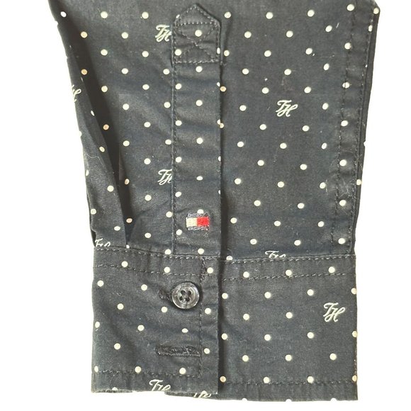 Tommy Hilfiger Classic Fit Black White Polka Dot L/S Shirt Career Size SP - Picture 2 of 7